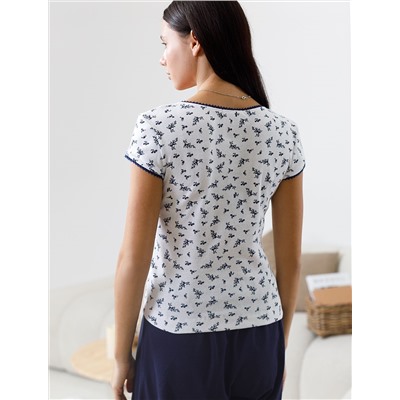 Футболка с фигурным вырезом каре из эластичного трикотажа кашкорсе