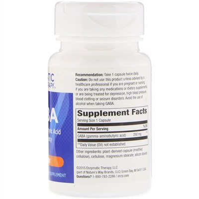 Enzymatic Therapy, ГАМК, 60 вегетарианских капсул