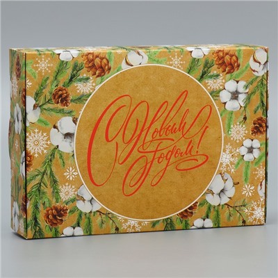 Коробка подарочная новогодняя складная «Новогодняя ботаника», 21×15×5 см