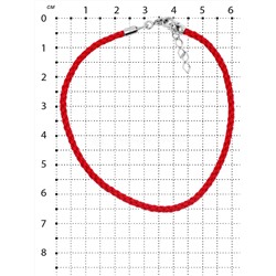 Браслет красный шнурок с элементами из родированного серебра 925 пробы Бр-01 цвет