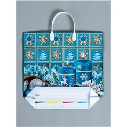 Пакет подарочный новогодний «Бирюза», полиэтиленовый с пластиковой ручкой, 38×35 см