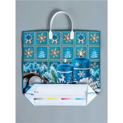Пакет подарочный новогодний «Бирюза», полиэтиленовый с пластиковой ручкой, 38×35 см