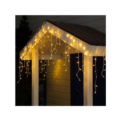 Гирлянда «Бахрома» 3×0.6 м, IP44, УМС, белая нить, 160 LED, свечение тёплое белое, 220 В