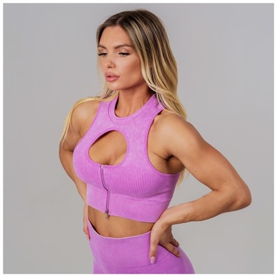 Топ спортивный на молнии женский ONLYTOP, размер М, розовый