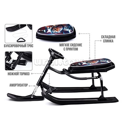 Игрушка Снегокат детский 204 "Вызов" разборный с высокой рамой и со спинкой (Космическое путешествие)