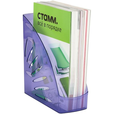 Лоток для бумаг вертикальный 110 мм "Тропик" тонированный фиолетовый ЛТВ-31247 (351549) Стамм