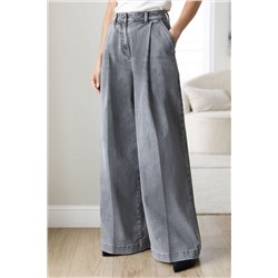 Широкие джинсы с защипами из эластичного денима VILATTE, 1230655