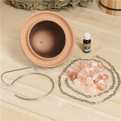 Чаша - испаритель для бани и сауны «Сауна ароматик», с крепежом, эфирным маслом, гималайской солью