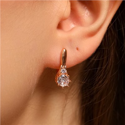 Серьги ювелирная бижутерия коллекция "Дубай", покрытие позолота, вставка: фианиты, цвет: прозрачный, арт.213.572