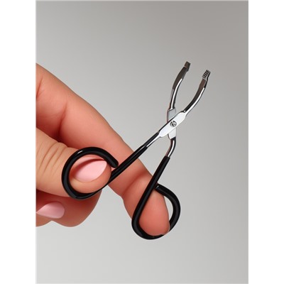 Пинцет в форме ножниц, прорезиненные ручки, 8 см, чёрный, серебристый