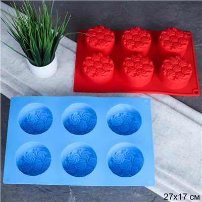 Форма для выпечки 6 ячеек силиконовая Маффины 6,5х3 см / HL-059 / уп 200/ 0,115/ 25*16,5*3,2/