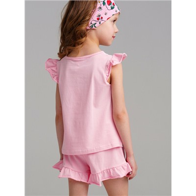 Комплект трикотажный для девочек: фуфайка (футболка), шорты