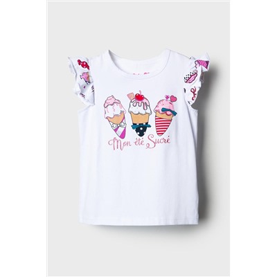 Комплект трикотажный для девочек: джемпер (футболка), шорты PLAYTODAY, 1239768