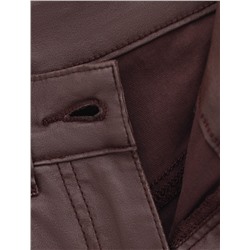 Брюки mom fit из эластичного хлопка с покрытием под кожу