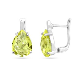 Серьги из серебра лимонный топаз, Капля
