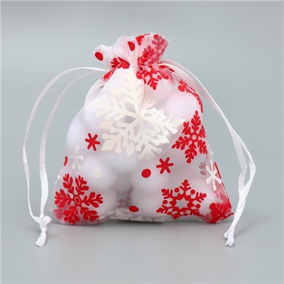 Мешочек подарочный новогодний органза «Снежная история», 10×12 см ± 1.5 см