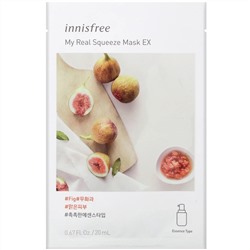 Innisfree, My Real Squeeze Beauty Mask EX, тканевая маска с инжиром, 1 шт., 20 мл (0,67 жидк. унции)