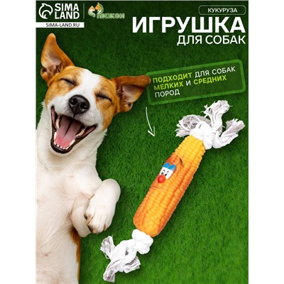 Игрушка на канате «Кукуруза» для собак, 30 см, кукуруза 14 см, жёлтая