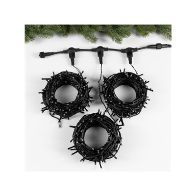 Гирлянда «Клип-лайт» 3 нити по 20 м, IP44, УМС, тёмная нить, 399 LED, свечение белое, мерцание, 24 В