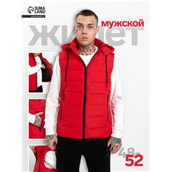 Жилет утепленный мужской, цвет красный, размер 50