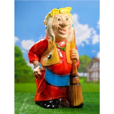 Садовая фигура из гипса «Бабка-Ёжка стоя», 33×35×65 см, МИКС