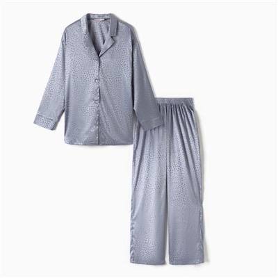 Пижама женская (рубашка, брюки) KAFTAN «Леопард», голубая, размер 48-50