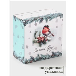 Чайная пара новогодняя «Зимний вечер», 2 предмета: чашка 210 мл, блюдце d=15.5 см, фарфор, белая