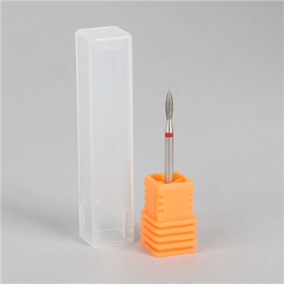 Фреза алмазная для маникюра «Пламя», мелкая зернистость, 2.1×8 мм, в пластиковом футляре