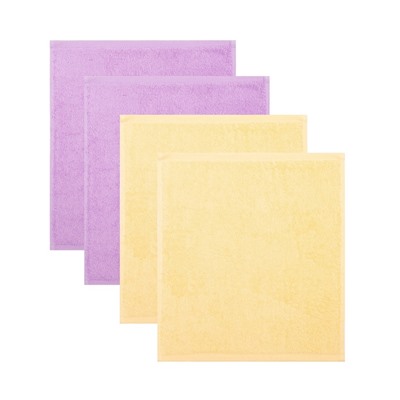 Салфетки махровые «Этель. С 8 Марта», 4 шт., 30×30 см, 100% хлопок, фиолетовые/жёлтые