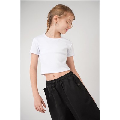 Укороченная футболка в рубчик для девочки Happyfox