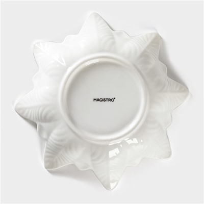 Салатник Magistro «Цветочек Бланш», d=24 см, фарфор, белый