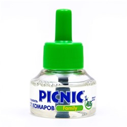 Дополнительный флакон-жидкость от комаров Picnic Family, с растительными экстрактами, 45 ночей, 30 мл