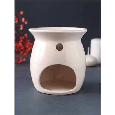 Аромалампа для эфирных масел «Линии из листвы», керамика, белый, 8.9×8.9×9.3 см