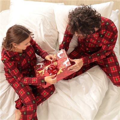 Пижама новогодняя женская (рубашка, брюки) KAFTAN Red mood, размер 40-42, красная