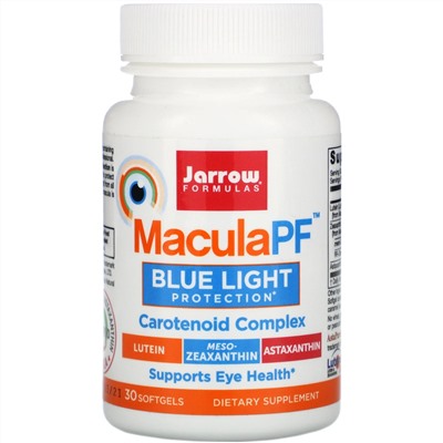 Jarrow Formulas, MaculaPF, защита от синего света, 30 мягких желатиновых капсул