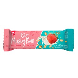 Батончик мюсли бар Клубника в белой глазури 25 гр.