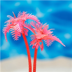 Растение для аквариума и террариума «Пальма», светящееся, 10 см, красное