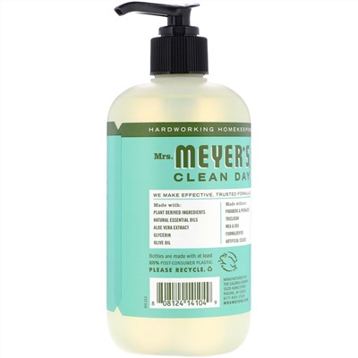 Mrs. Meyers Clean Day, Жидкое мыло для рук с ароматом базилика, 12,5 жидких унций (370 мл)