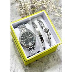Подарочный набор для женщин часы, 2 браслета + коробка #22853024