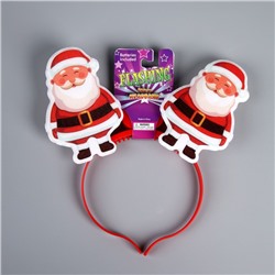 Ободок светодиодный «Дед Мороз» 18×16×3 см, 2 LED, батарейки AG10×3 (в комплекте), мерцание, свечение мульти