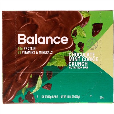 Balance Bar, Питательный батончик, «Шоколадное печенье с мятой», 6 шт., по 50 г (1,76 унции)