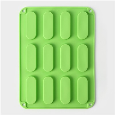 Форма для выпечки Доляна «Сладости.Эклер», силикон, 28×21×1 см, 12 ячеек (7.6×2.7×1 см), МИКС