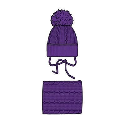 Комплект трикотажный для девочек: шапка, снуд