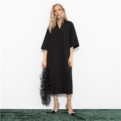 Платье с разрезом, Сияние глянца (чёрное)