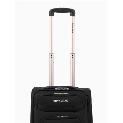 Чемодан на колёсах Royalbag маленький 46 л (S), на молнии, с увеличением, кодовый замок, 4 колеса, чёрный