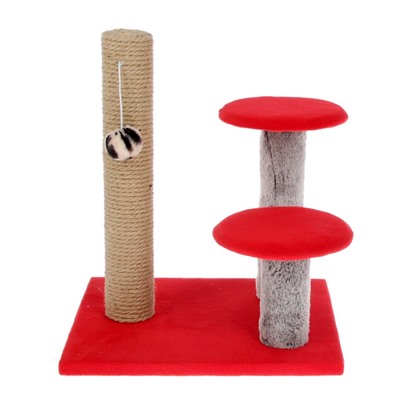 Когтеточка «Столбик» с двумя грибами, джут 43×36×31 см, МИКС ЦВЕТОВ