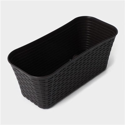 Ящик для цветов балконный «Ротанг», 7.5 л, 38.5×18×16 см, пластик, коричневый