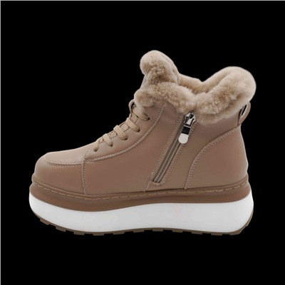 Ботинки из натуральной кожи на меху MZ0122-6 бежевые