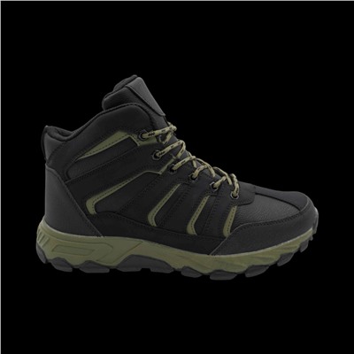 Ботинки на меху А689-8 черно зеленые п/п