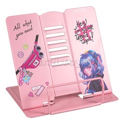 Подставка для учебников и книг "Hey Girl" 20x19 см, металлическая окрашенная, вес 430 г, с противоскользящими ножками, с полноцветным рисунком, в пластиковом пакете с европодвесом